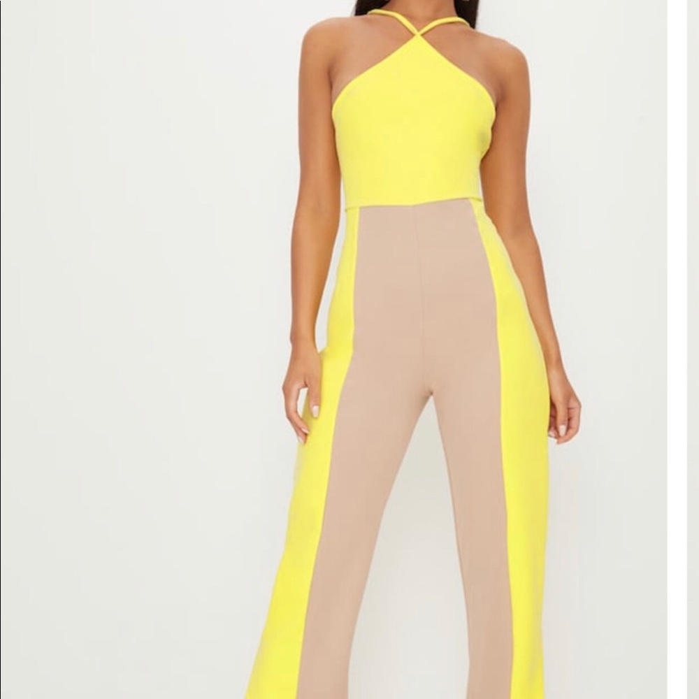 Yellow colour block jumpsuit
